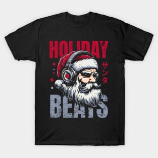 Holiday Beats, Santa Claus Wearing Headphone T-Shirt